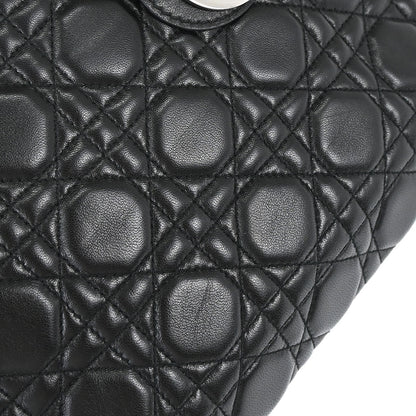 Christian Dior Black Lambskin Medium Lady Dior Cannage 2way Shoulder Handbag
