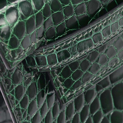 Hermes * Vert Fonce Alligator Kelly Pochette Handbag
