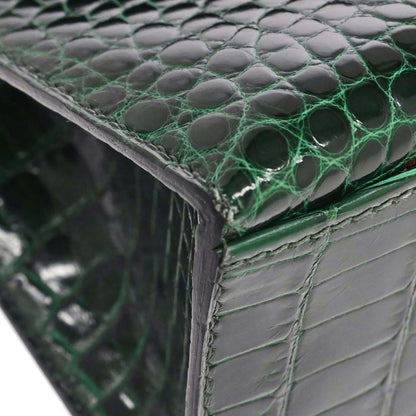 Hermes * Vert Fonce Alligator Kelly Pochette Handbag