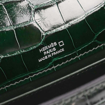 Hermes * Vert Fonce Alligator Kelly Pochette Handbag