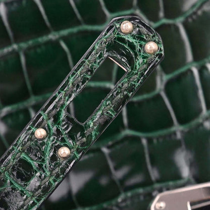Hermes * Vert Fonce Alligator Kelly Pochette Handbag
