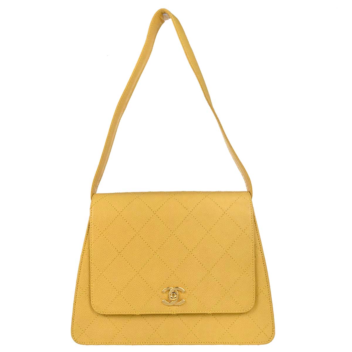 Chanel 1997-1999 Yellow Caviar Skin Handbag