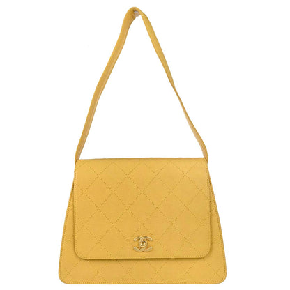Chanel 1997-1999 Yellow Caviar Skin Handbag