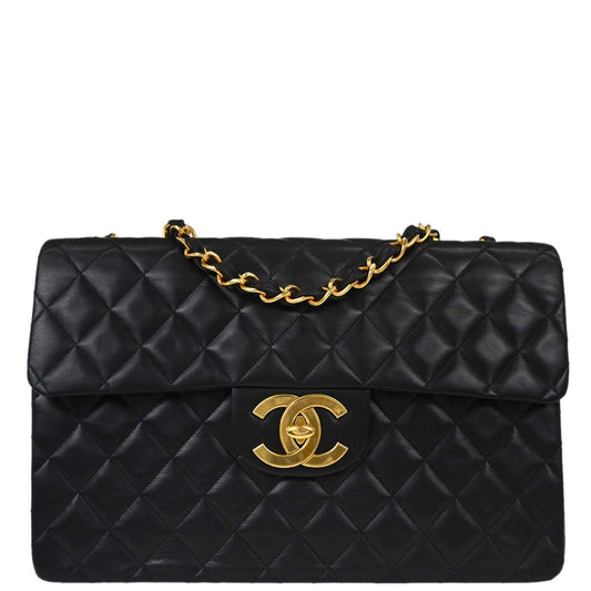 Chanel Black Lambskin Maxi Classic Flap Shoulder Bag