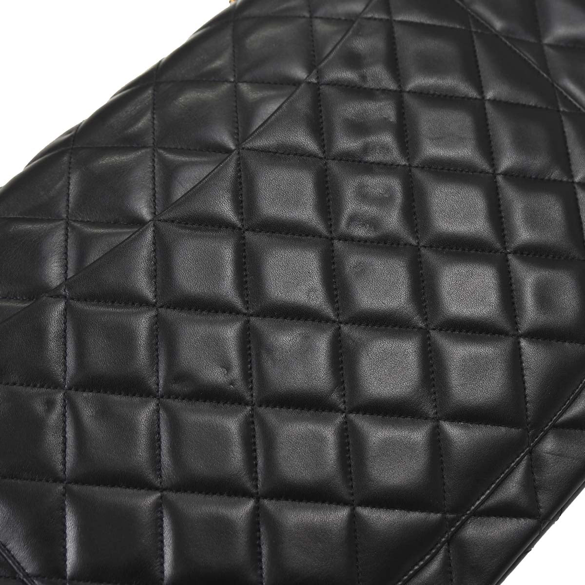 Chanel 1991-1994 Black Lambskin Maxi Classic Flap Shoulder Bag