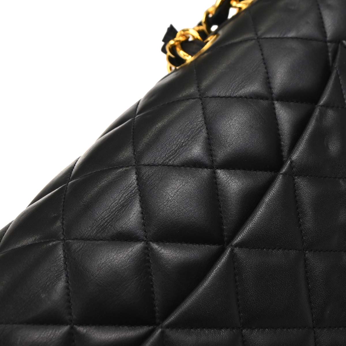 Chanel 1991-1994 Black Lambskin Maxi Classic Flap Shoulder Bag