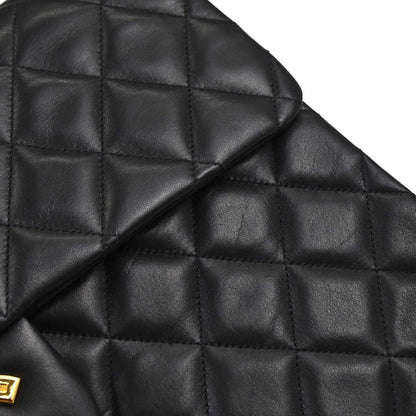 Chanel 1991-1994 Black Lambskin Maxi Classic Flap Shoulder Bag