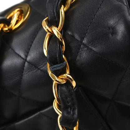 Chanel 1991-1994 Black Lambskin Maxi Classic Flap Shoulder Bag