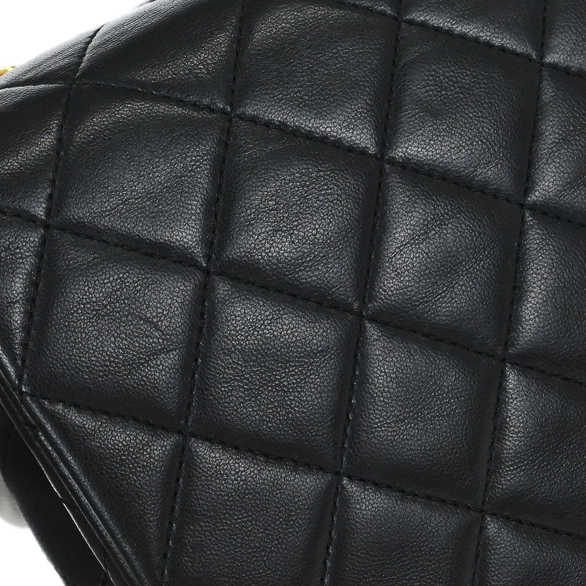 Chanel 1989-1991 Black Lambskin Turnlock Small Full Flap Shoulder Bag