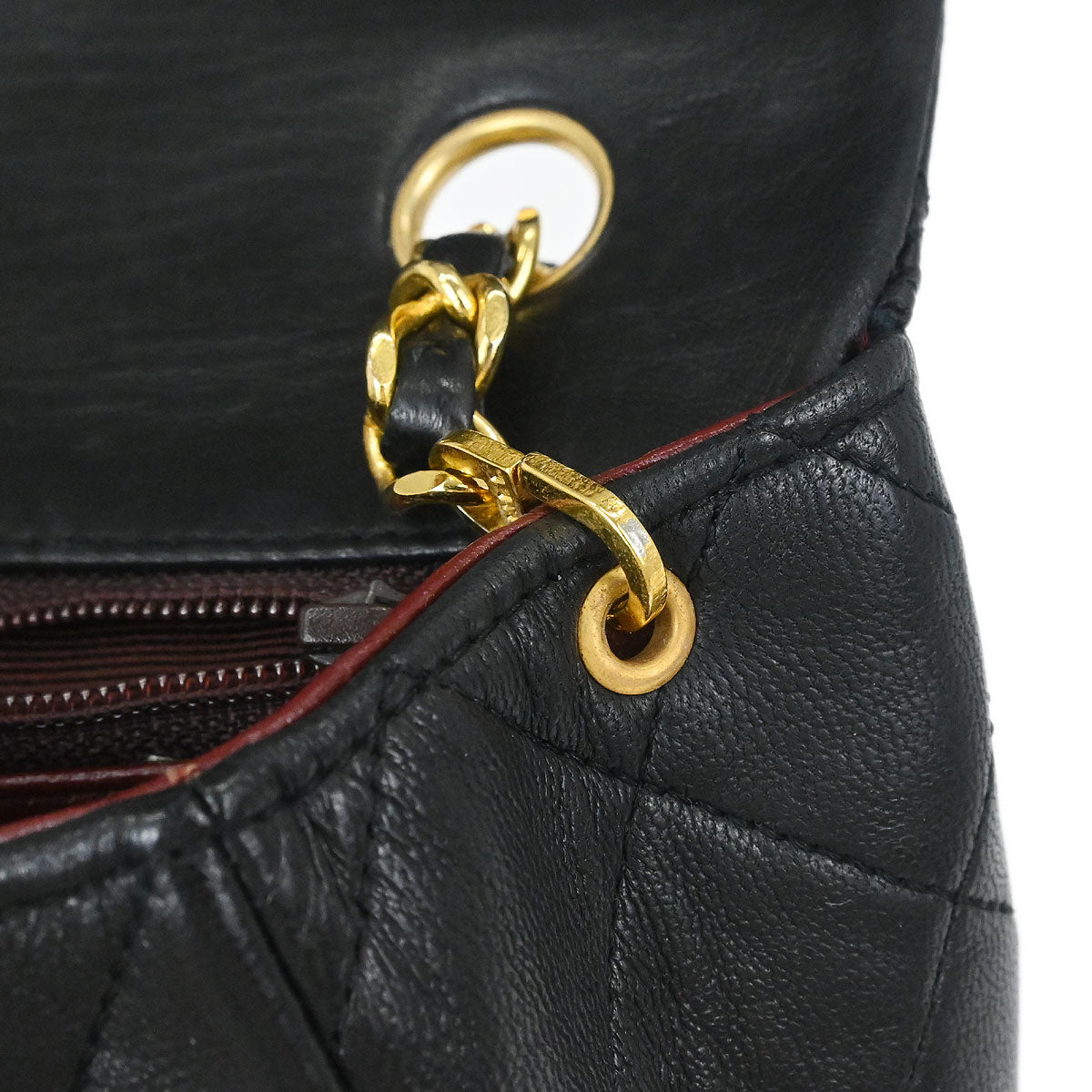 Chanel 1989-1991 Black Lambskin Turnlock Small Full Flap Shoulder Bag