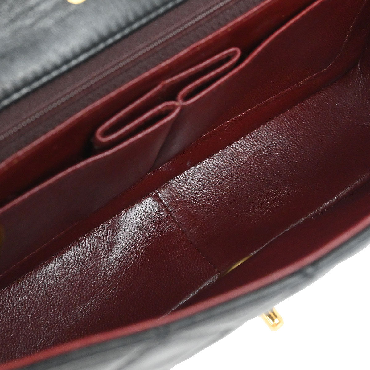 Chanel 1989-1991 Black Lambskin Turnlock Small Full Flap Shoulder Bag