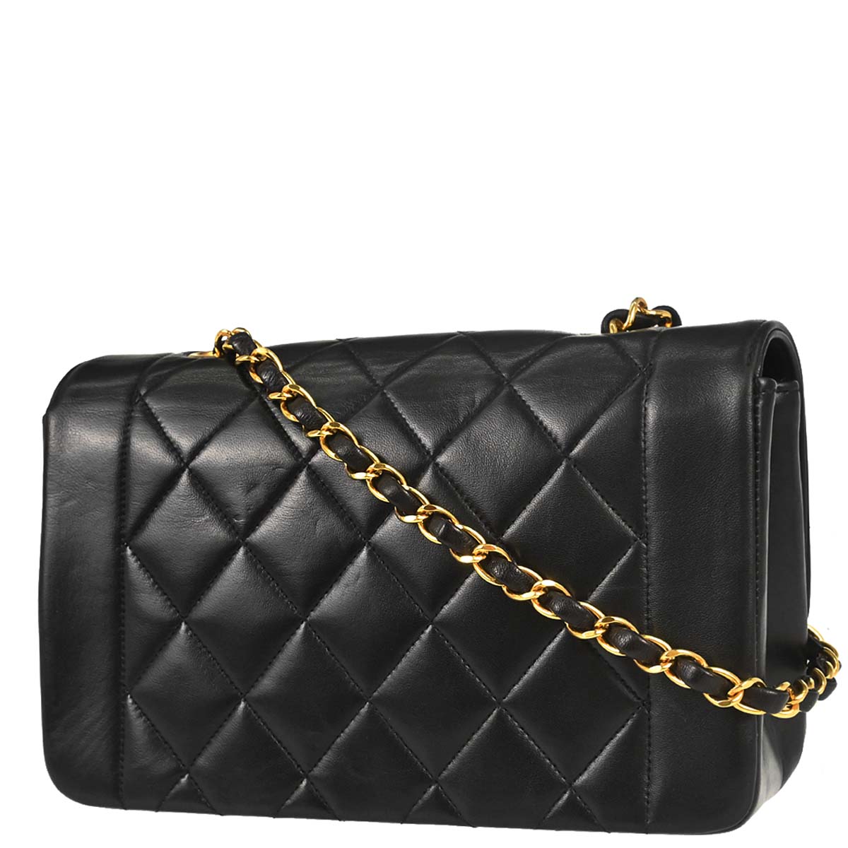 Chanel 1994-1996 Black Lambskin Small Diana Shoulder Bag