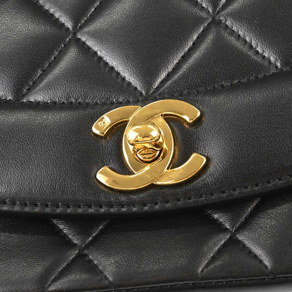 Chanel 1994-1996 Black Lambskin Small Diana Shoulder Bag