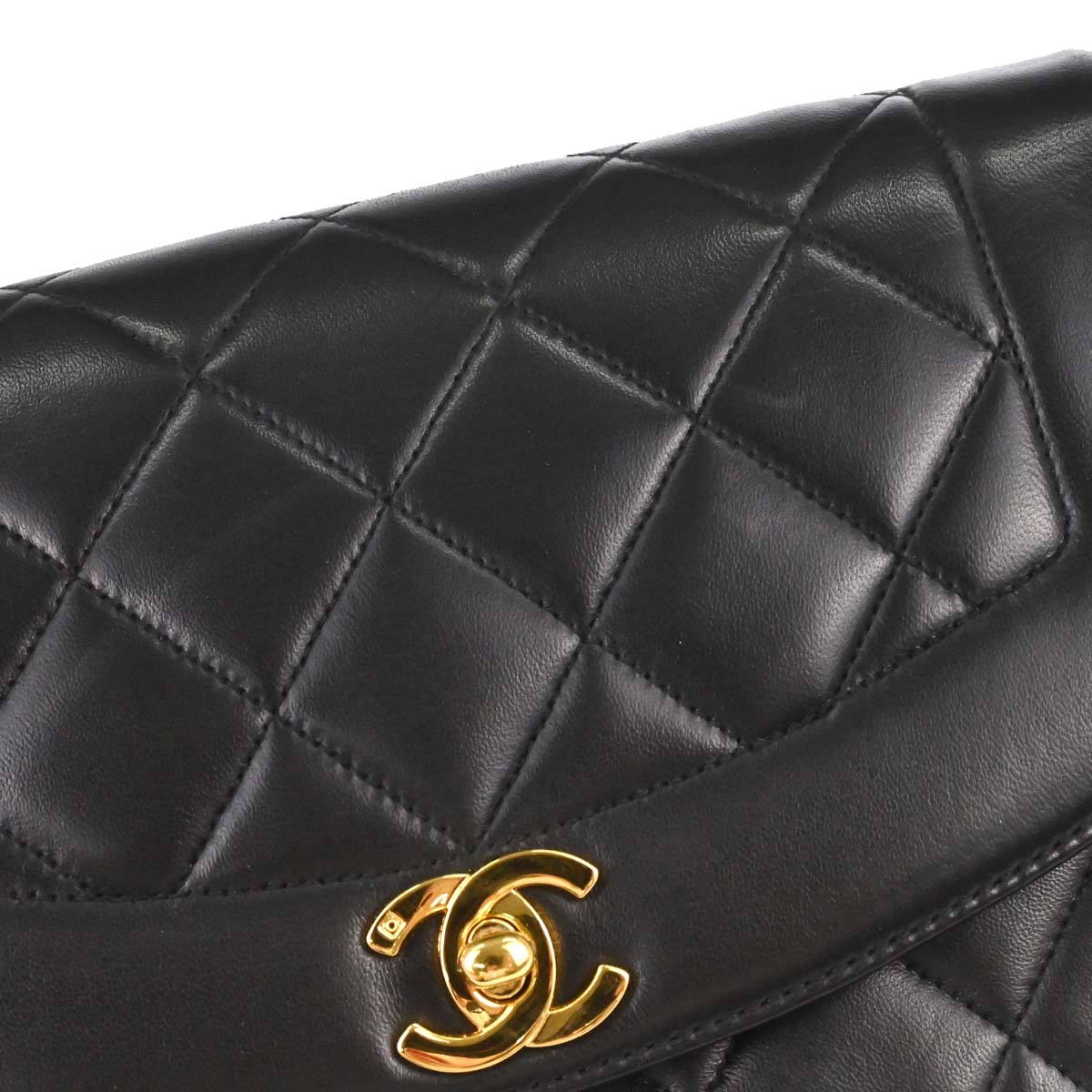 Chanel 1994-1996 Black Lambskin Small Diana Shoulder Bag