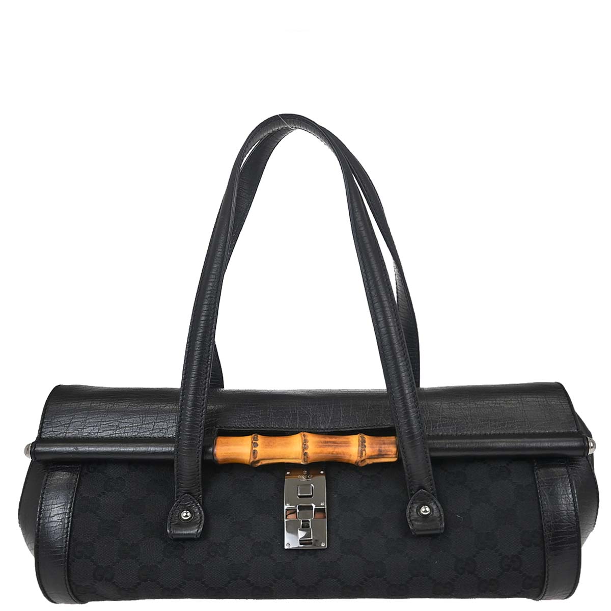Gucci Black Bamboo GG Handbag