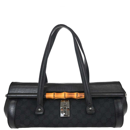 Gucci Black Bamboo GG Handbag