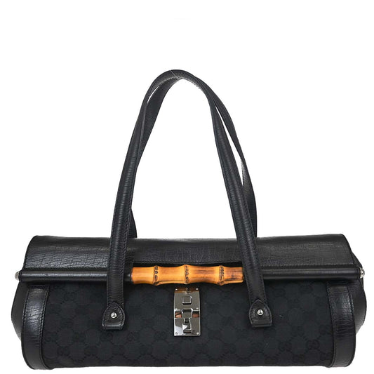Gucci Black Bamboo GG Handbag