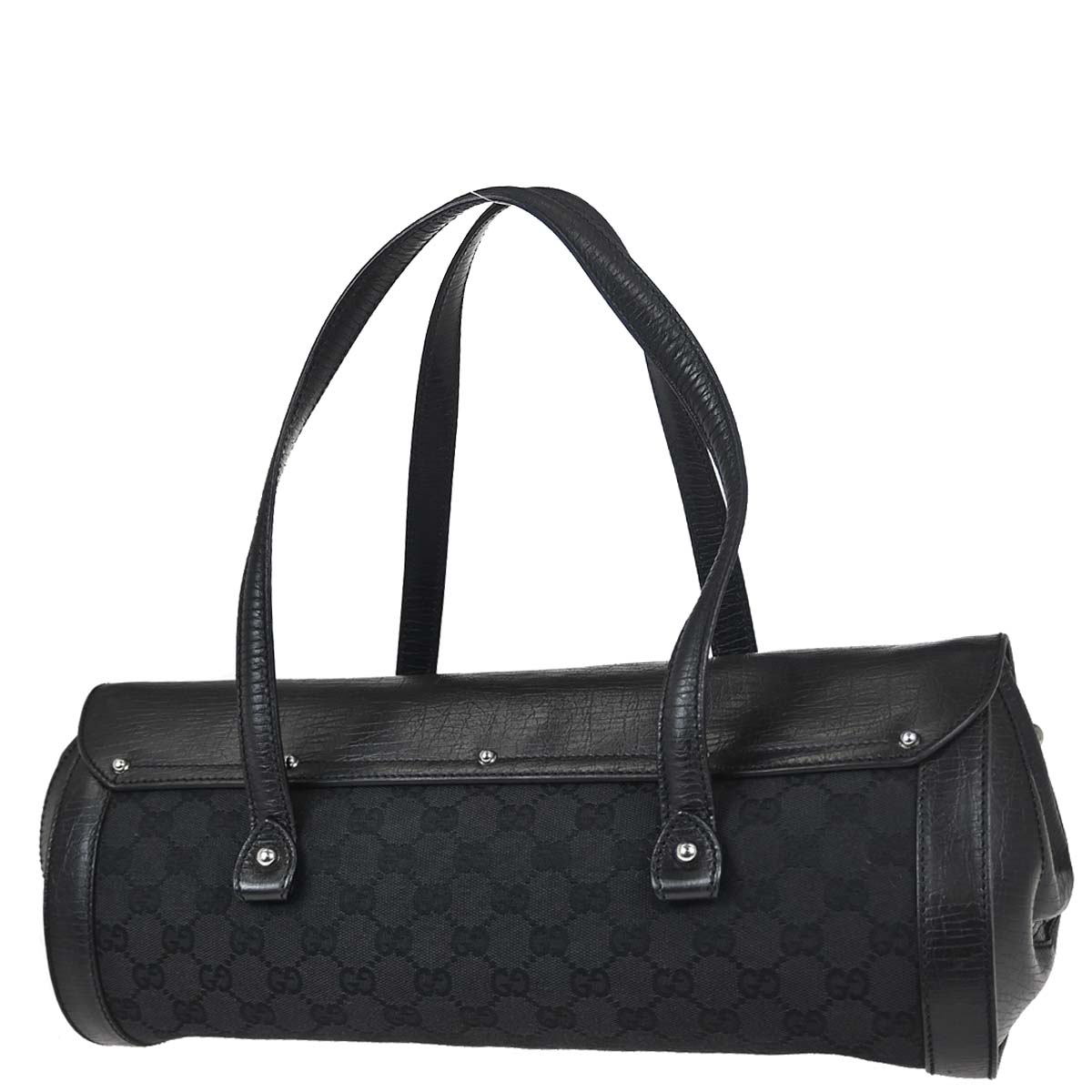 Gucci Black Bamboo GG Handbag
