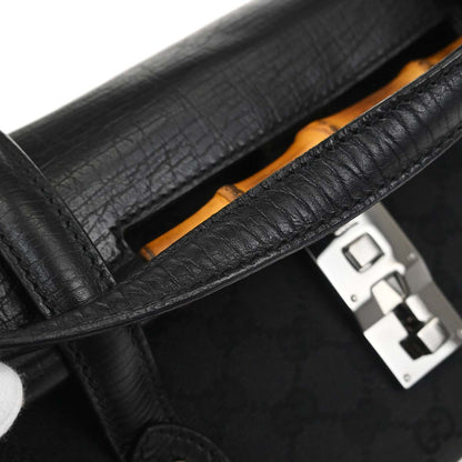 Gucci Black Bamboo GG Handbag