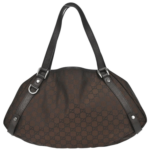 Gucci Brown Nylon GG Abbey D-ring Tote Bag