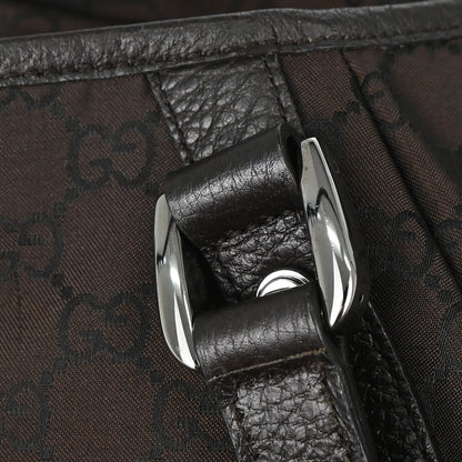 Gucci Brown Nylon GG Abbey D-ring Tote Bag
