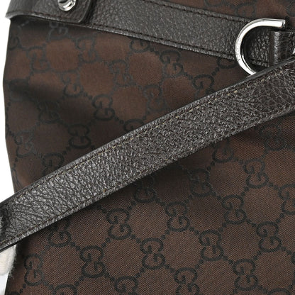 Gucci Brown Nylon GG Abbey D-ring Tote Bag