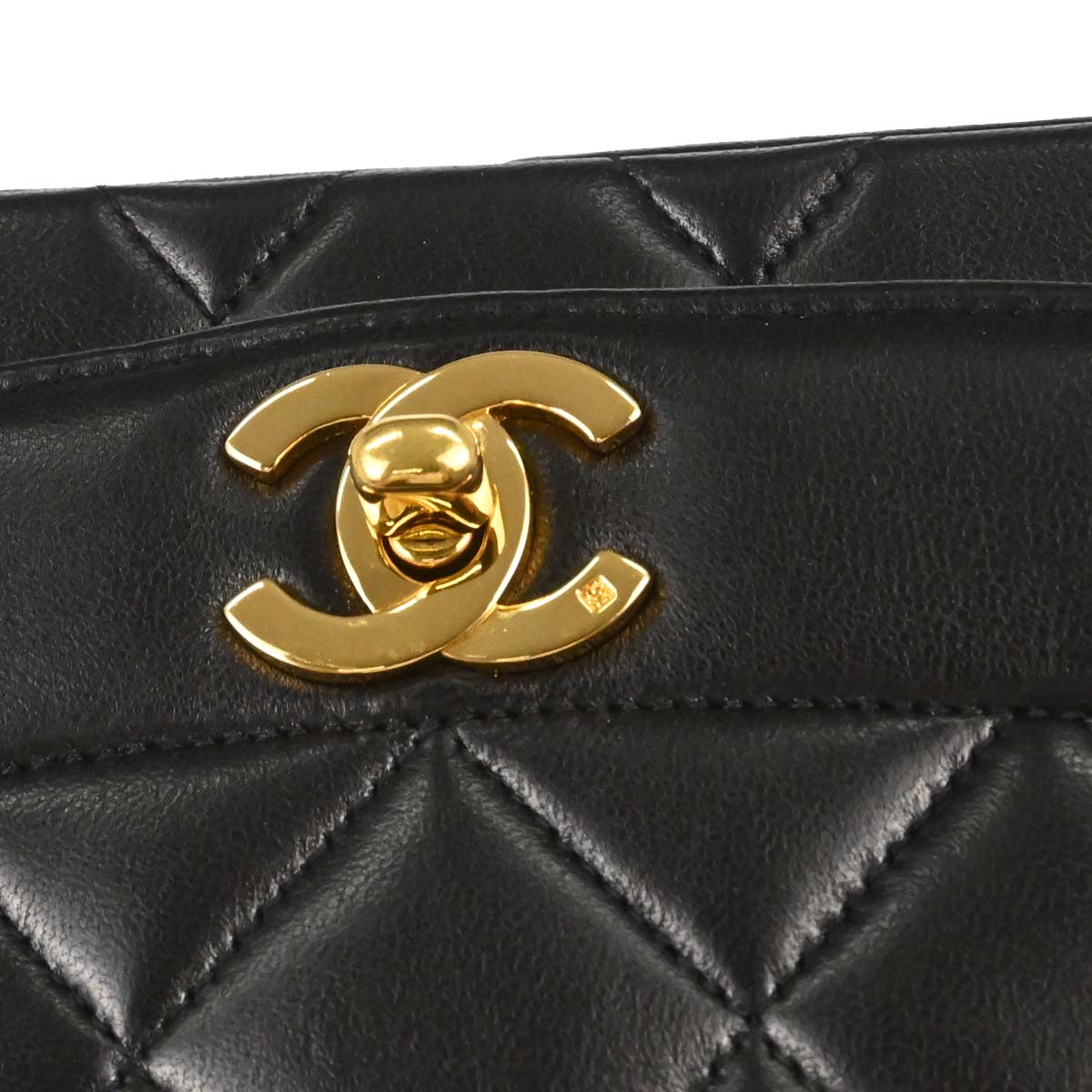 Chanel 1991-1994 Black Lambskin Medium Diana Shoulder Bag