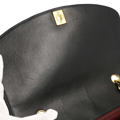 Chanel 1991-1994 Black Lambskin Medium Diana Shoulder Bag