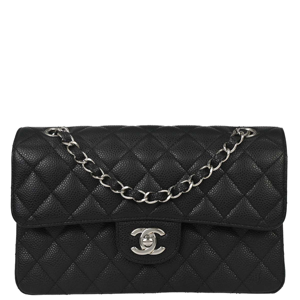 Chanel Black Caviar Skin Small Classic Double Flap Shoulder Bag