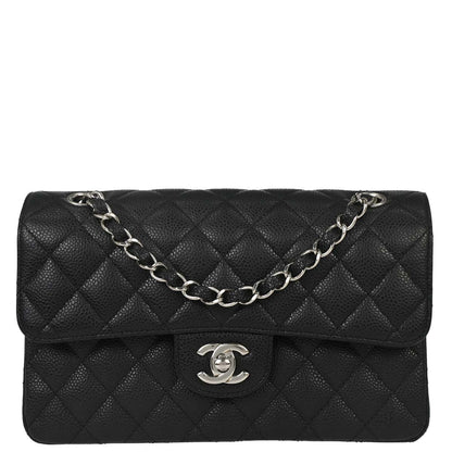 Chanel Black Caviar Skin Small Classic Double Flap Shoulder Bag