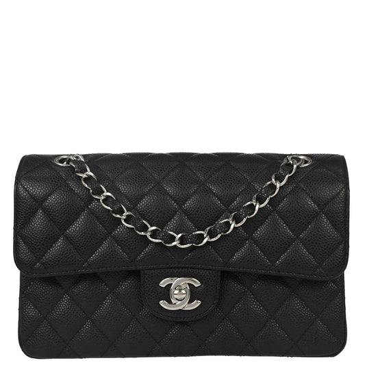 Chanel Black Caviar Skin Small Classic Double Flap Shoulder Bag