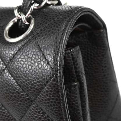 Chanel Black Caviar Skin Small Classic Double Flap Shoulder Bag
