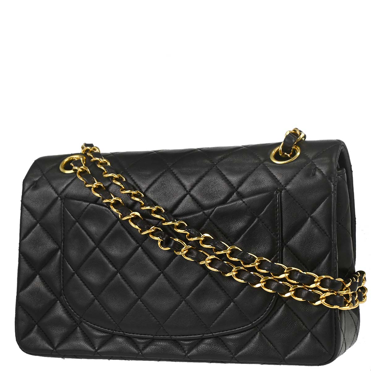 Chanel 1991-1994 Black Lambskin Small Classic Double Flap Shoulder Bag