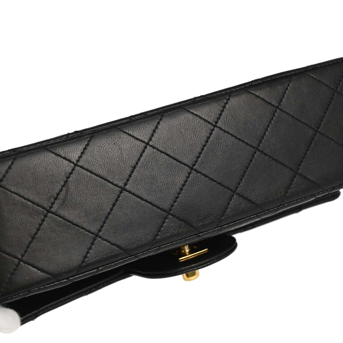Chanel 1991-1994 Black Lambskin Small Classic Double Flap Shoulder Bag