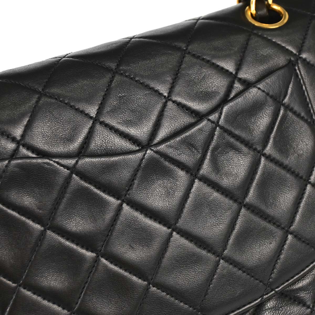 Chanel 1991-1994 Black Lambskin Small Classic Double Flap Shoulder Bag