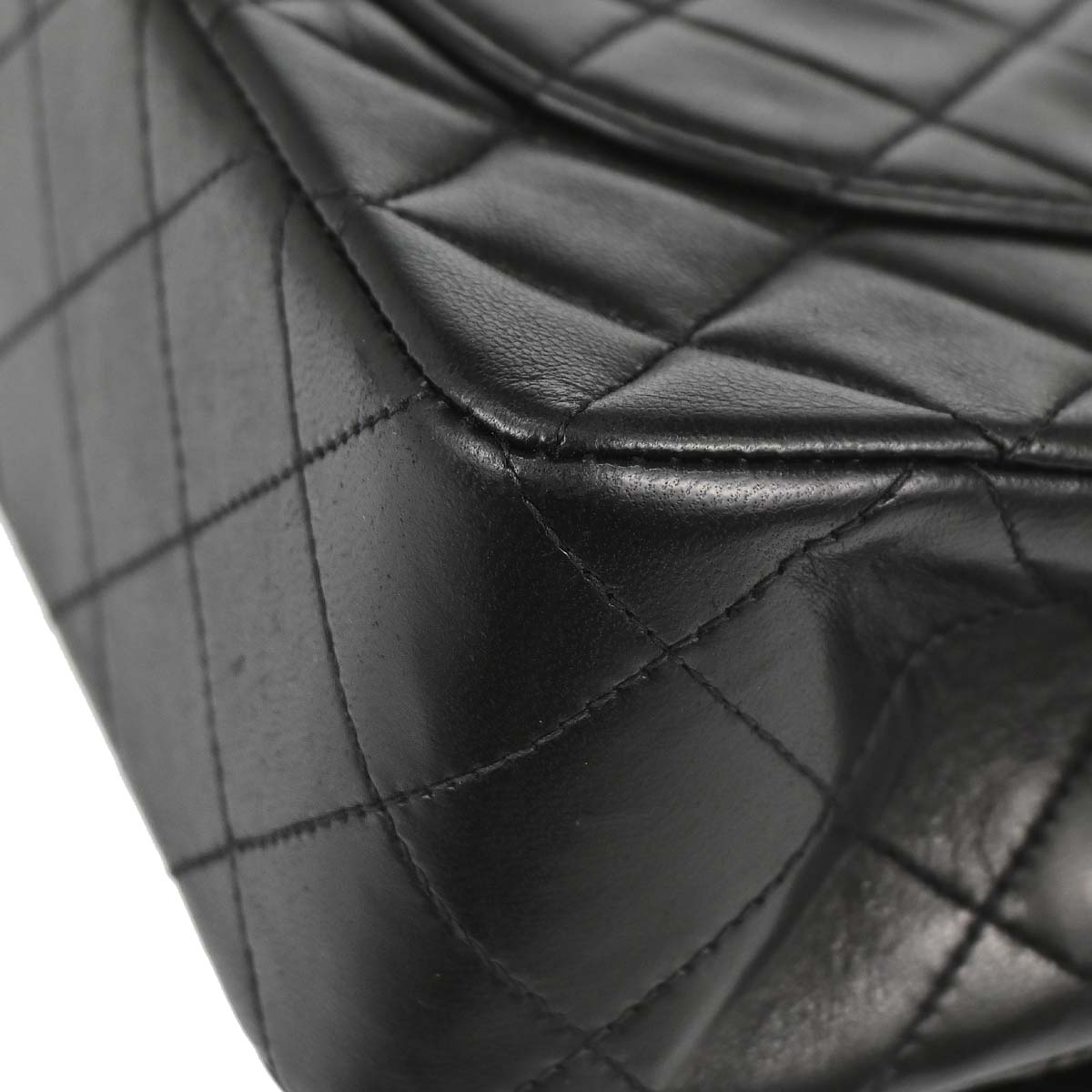 Chanel 1991-1994 Black Lambskin Small Classic Double Flap Shoulder Bag
