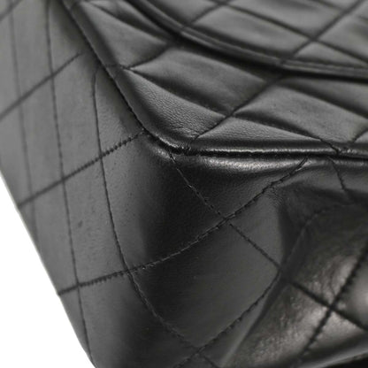 Chanel 1991-1994 Black Lambskin Small Classic Double Flap Shoulder Bag