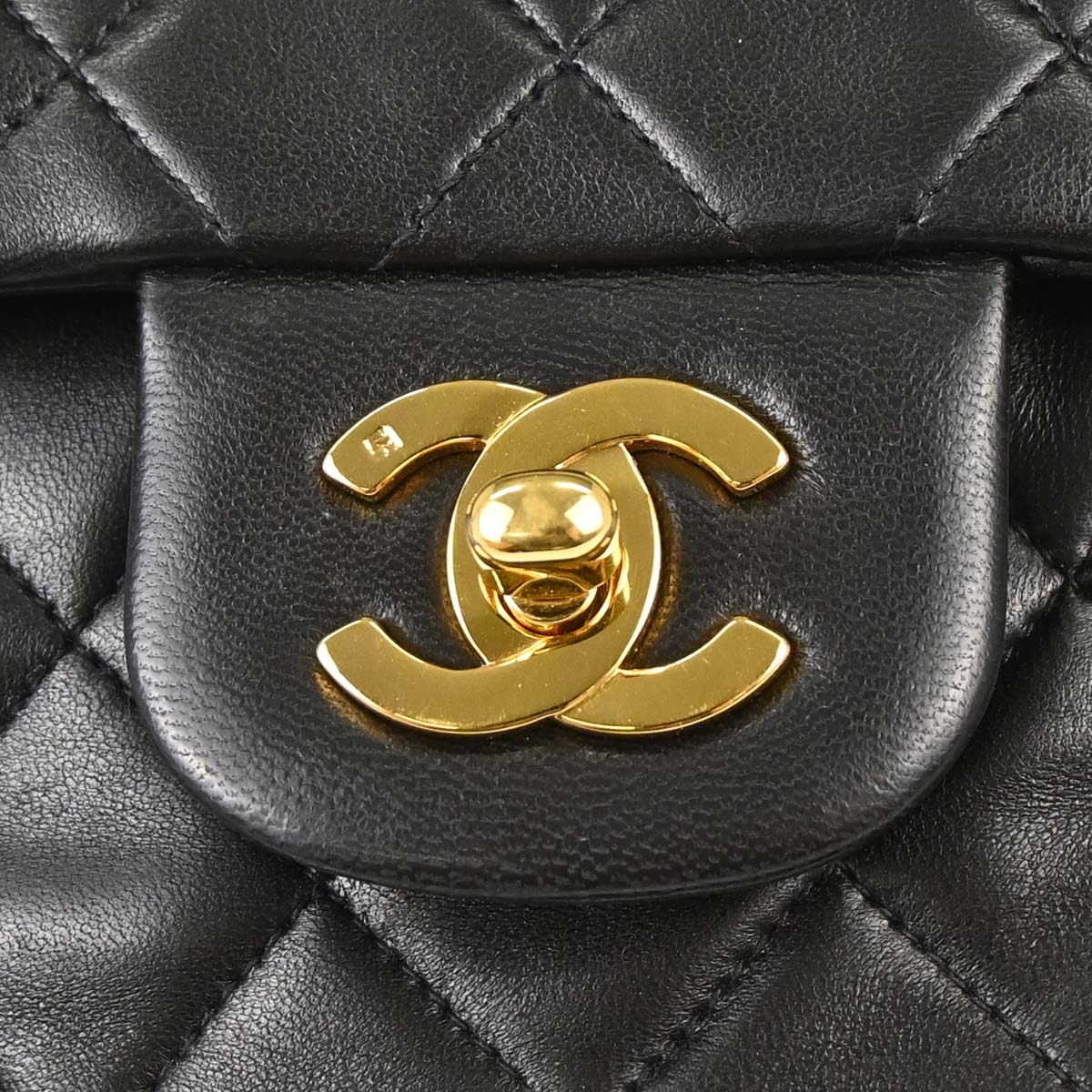 Chanel 1991-1994 Black Lambskin Small Classic Double Flap Shoulder Bag