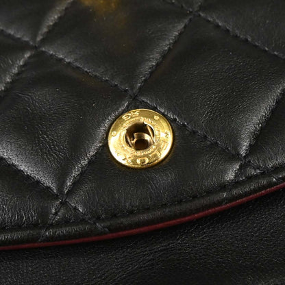Chanel 1991-1994 Black Lambskin Small Classic Double Flap Shoulder Bag