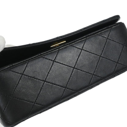 Chanel 1989-1991 Black Lambskin Turnlock Mini Full Flap Shoulder Bag