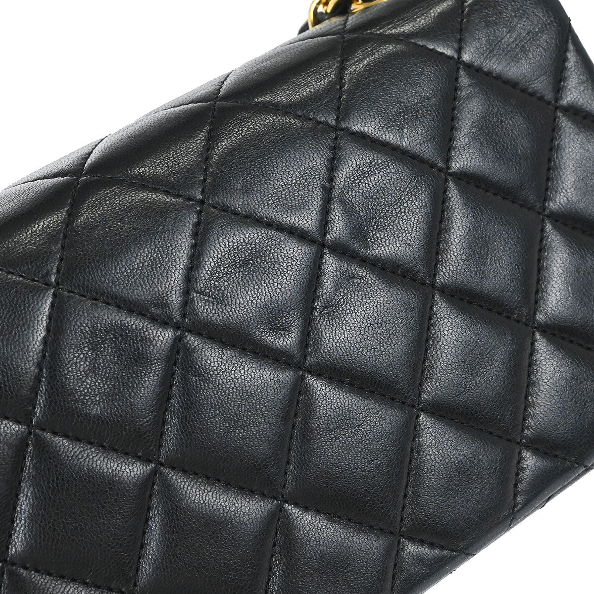 Chanel 1989-1991 Black Lambskin Turnlock Mini Full Flap Shoulder Bag