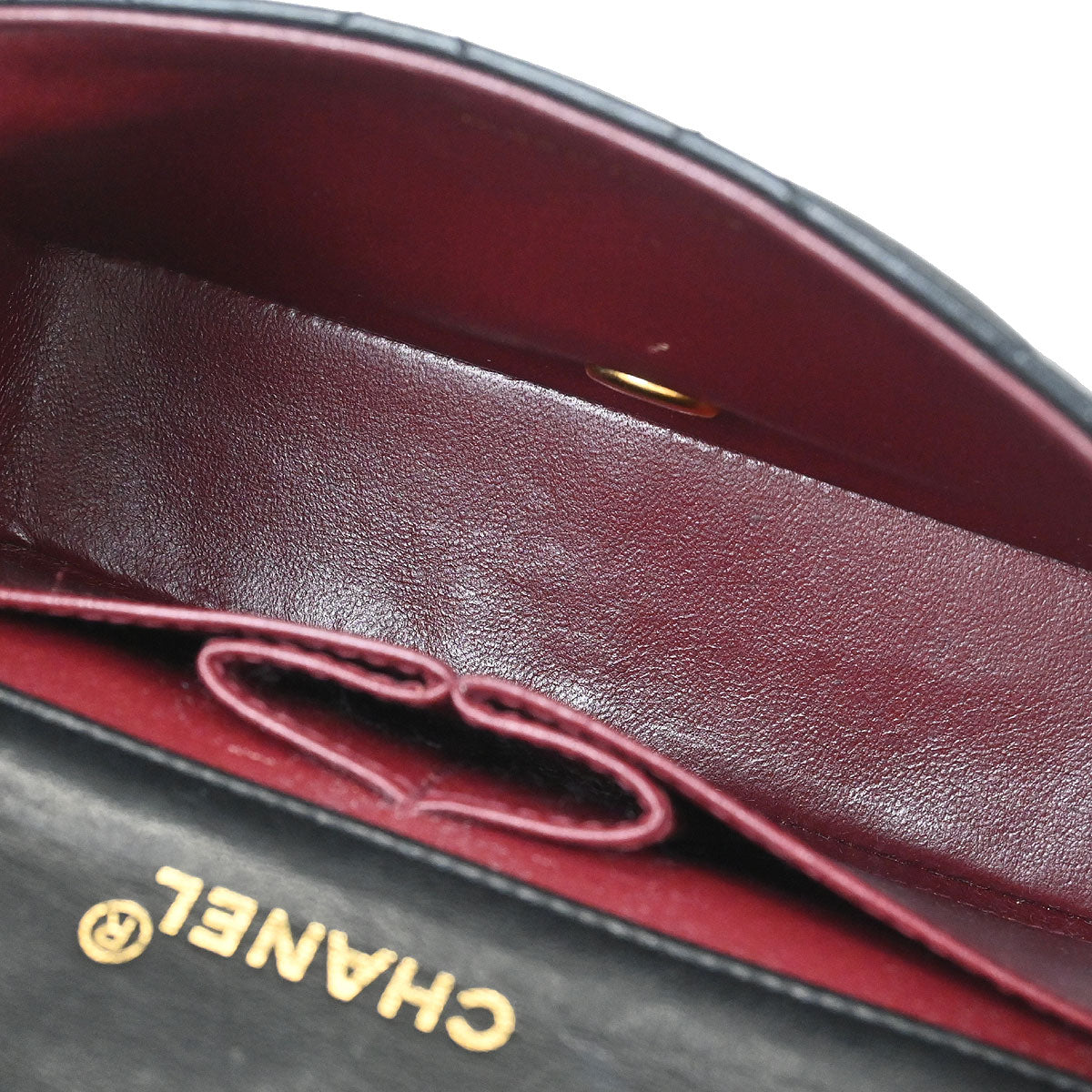 Chanel 1989-1991 Black Lambskin Turnlock Mini Full Flap Shoulder Bag