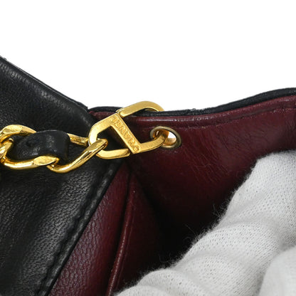Chanel 1989-1991 Black Lambskin Turnlock Mini Full Flap Shoulder Bag