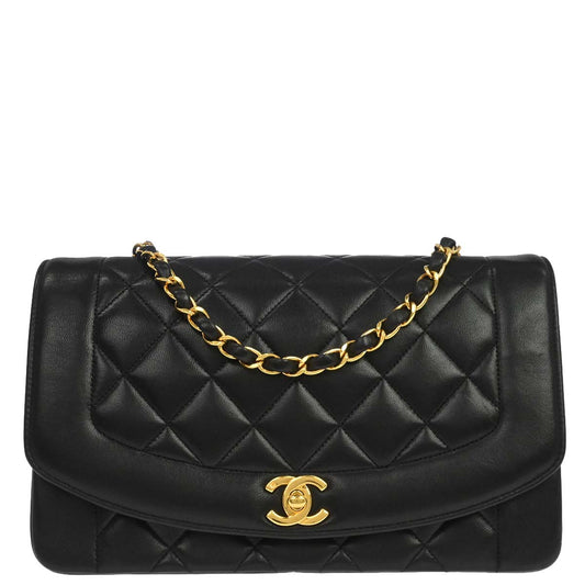 Chanel Black Lambskin Medium Diana Shoulder Bag