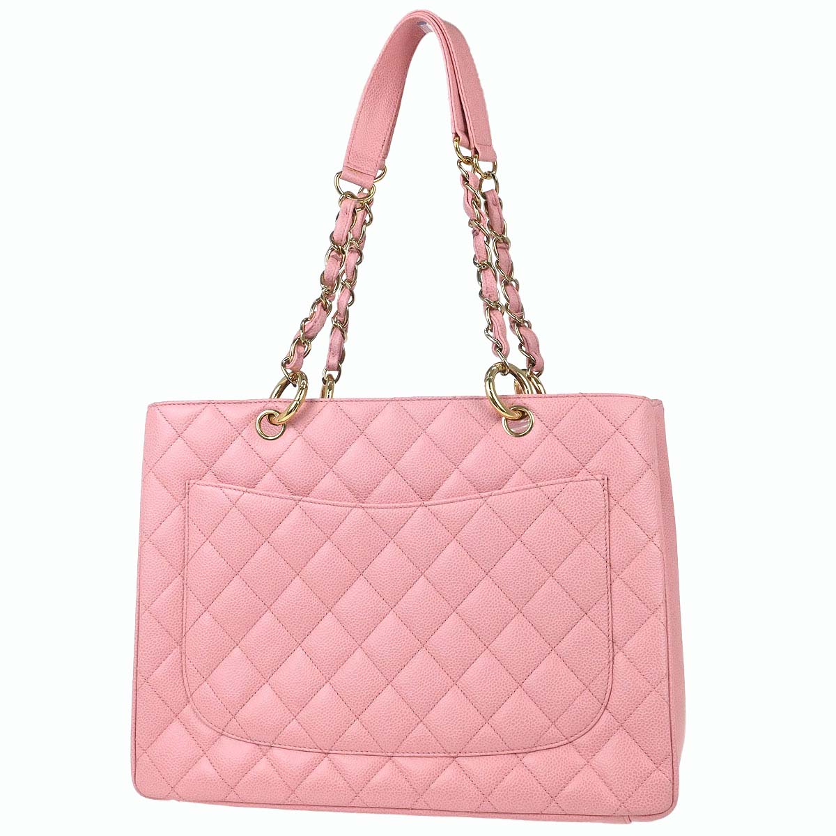 Chanel Pink Caviar Skin Grand Shopping Tote GST Chain Handbag