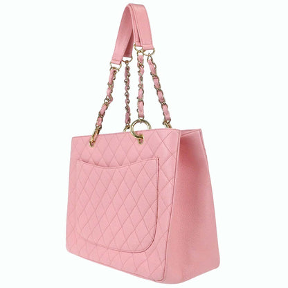 Chanel Pink Caviar Skin Grand Shopping Tote GST Chain Handbag