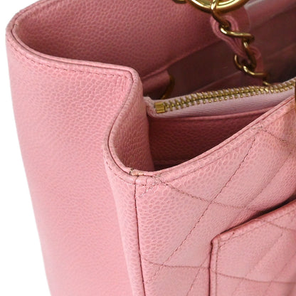 Chanel Pink Caviar Skin Grand Shopping Tote GST Chain Handbag