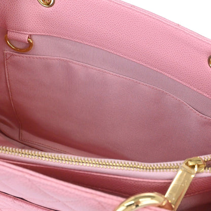 Chanel Pink Caviar Skin Grand Shopping Tote GST Chain Handbag