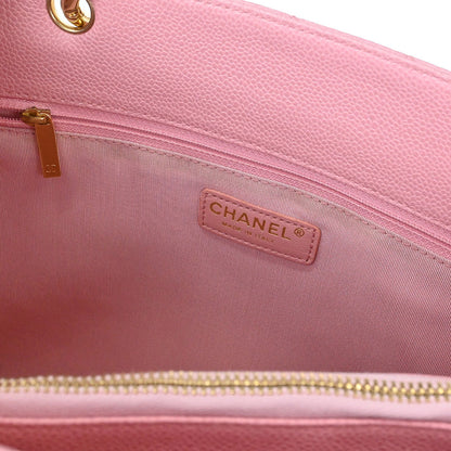 Chanel Pink Caviar Skin Grand Shopping Tote GST Chain Handbag