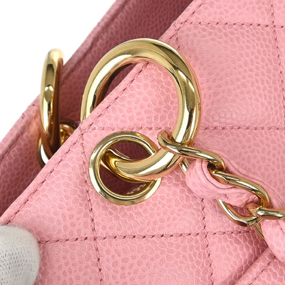 Chanel Pink Caviar Skin Grand Shopping Tote GST Chain Handbag